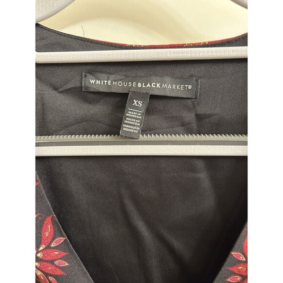 White House Black Market Patchwork Boho Multi Print Flare Sleeve Top Sz XS - Picture 6 of 6